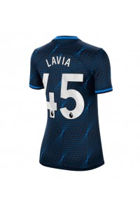 Chelsea Romeo Lavia #45 Jalkapallovaatteet Naisten Vieraspaita 2023-24 Lyhythihainen